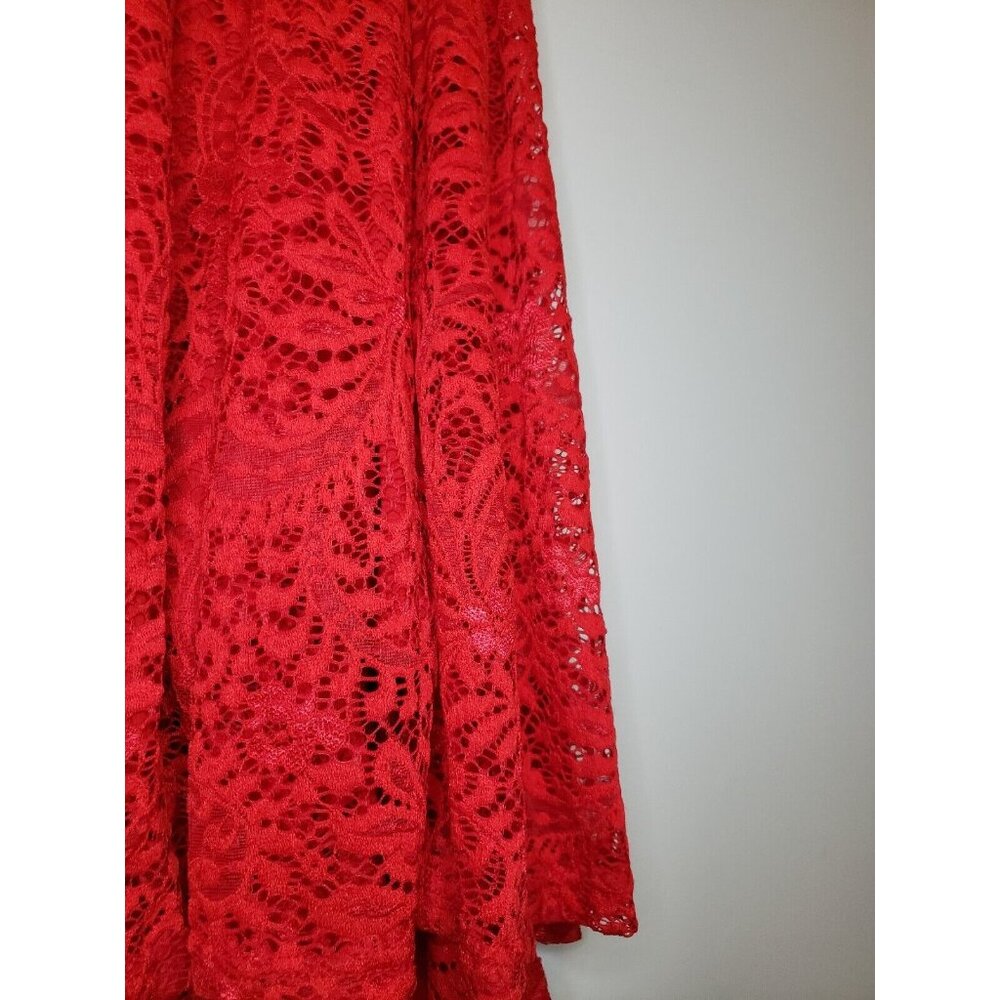 Miusol Womens Sz S Formal Dress Sleeveless Red Floral Lace Maxi Open Back NWT - Picture 3 of 8